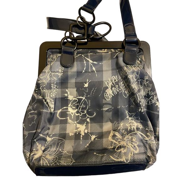 LeSportsac Plaid Handbag Rare Boutique Limited Garbo Blue‎ Retro Utility Sporty - Picture 2 of 7